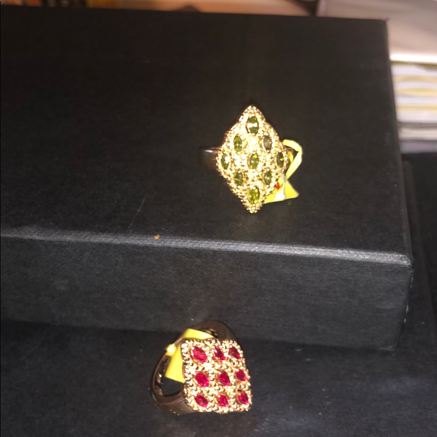 Sterling/Sts22kt Gold Indian Inspire Precious Ruby Or Peridot Ring